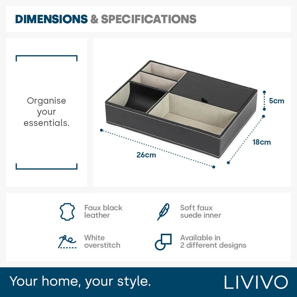 image 1 of Leather-look Valet Organiser Black