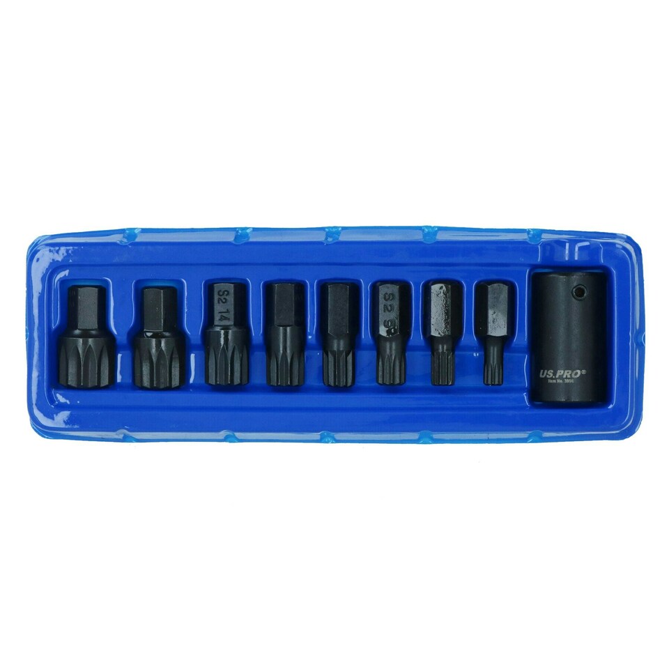 image 1 of Impact Impacted Spline Bits Sockets with 1/2in Drive Bit Holder M6 - M18 9pc Set