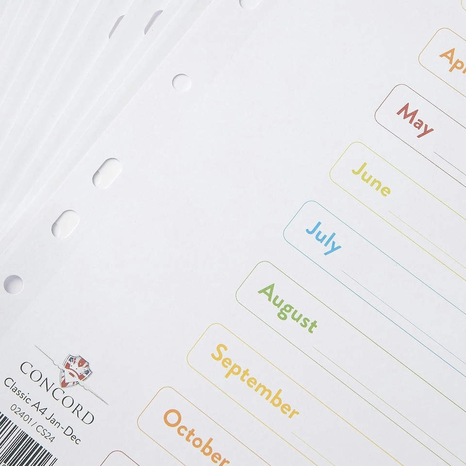 image 1 of Concord Index Jan-Dec A4 White with Multicoloured Tabs