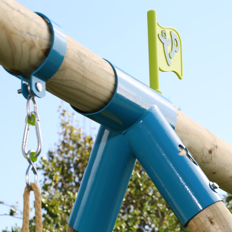 image 1 of TP Knightswood Triple Wooden Swing Set With Glide Ride And Button Seat