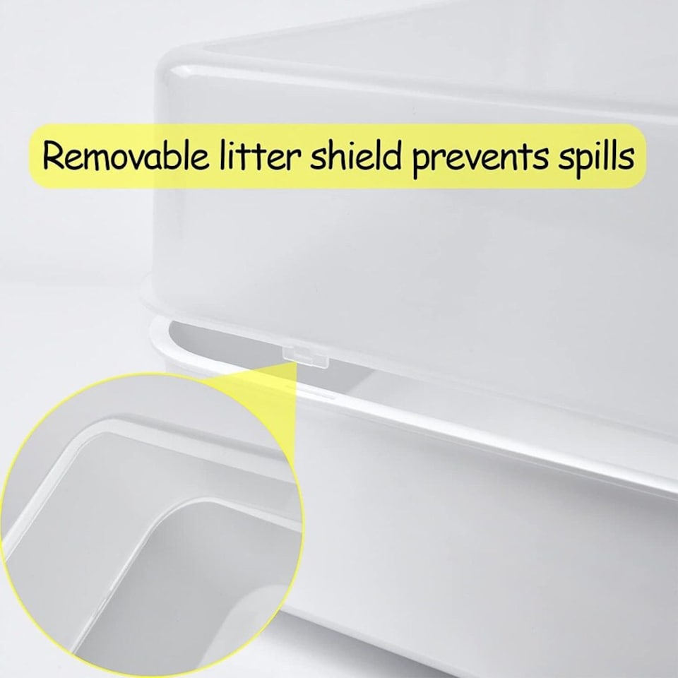 image 1 of Living and Home Open Cat Litter Box Easy Cleaning - White & Grey