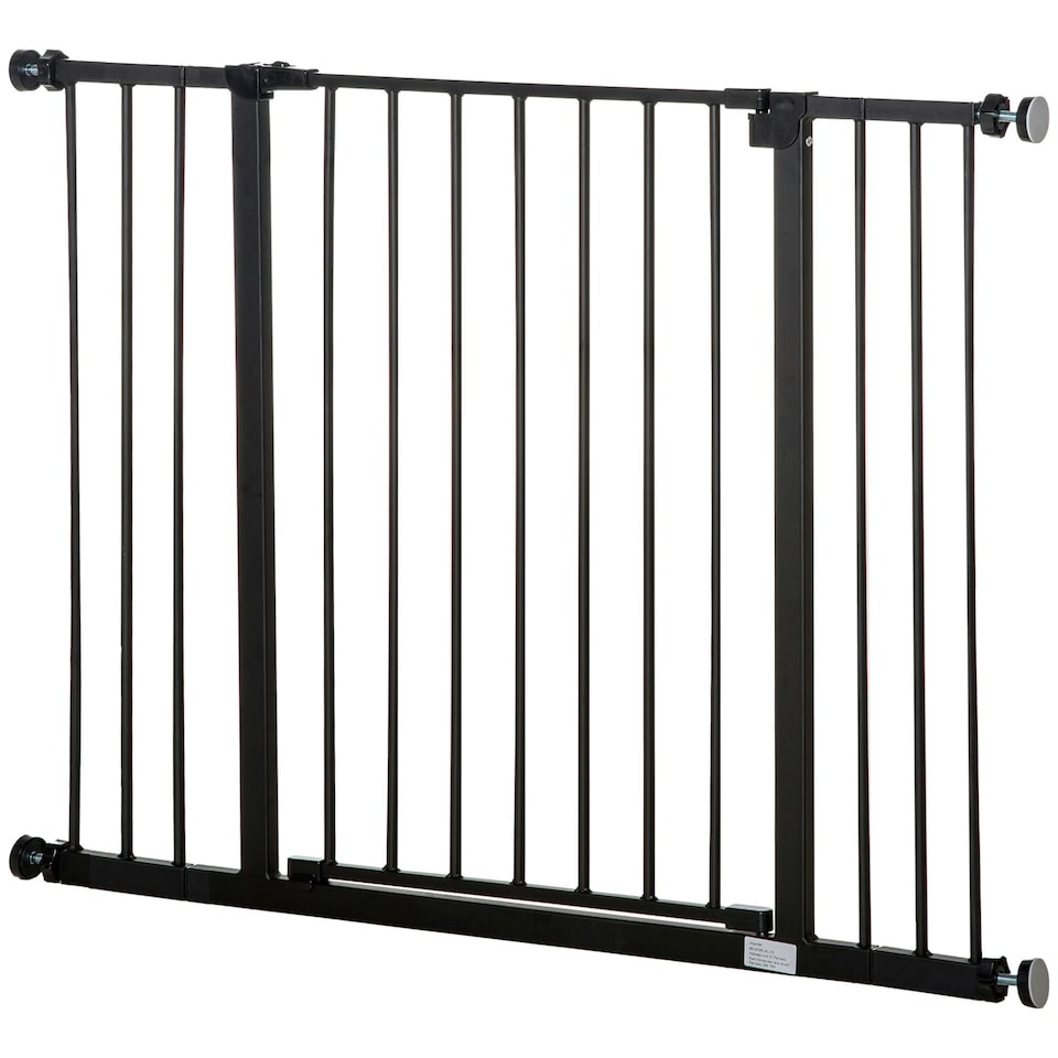 image 1 of PawHut Pressure Fitted Pet Dog Safety Gate Metal Fence, Black