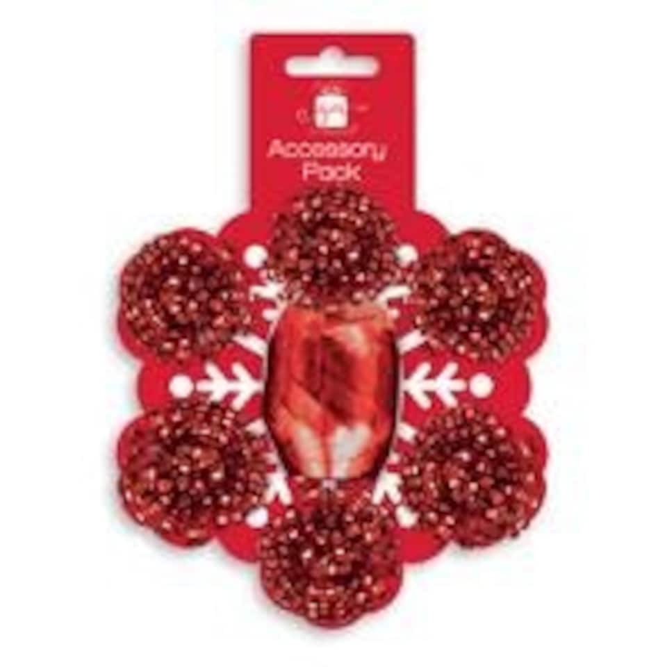 image 1 of Pack of 7 Pieces Christmas Red Bows and Cop Set