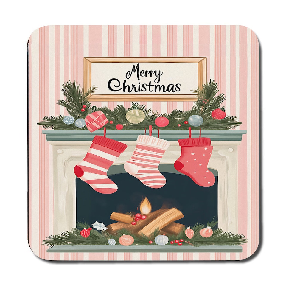 image 1 of Christmas Placemats And Coasters Set With Wood Backing Designer Artwork Limited Edition Holiday Collection