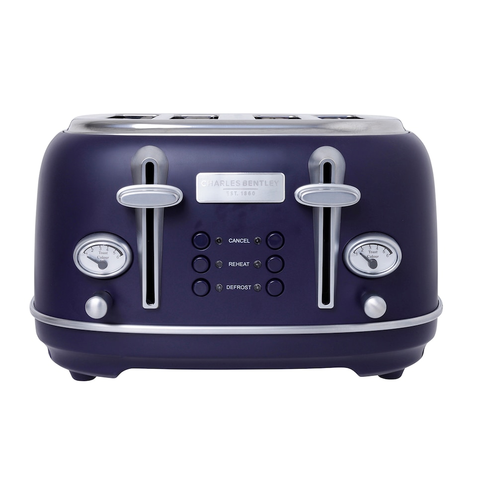 image 1 of Charles Bentley 1.7L Kettle & 4 Slice Toaster Matt Dark Blue and Silver