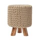 image 1 of Homescapes Linen Tall Cotton Knitted Footstool on Legs
