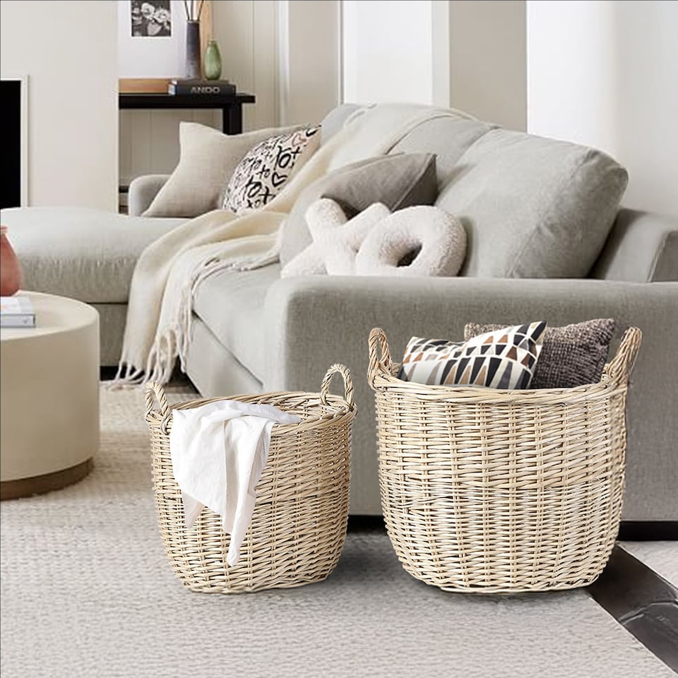 image 1 of Wickerfield Oval Wicker Log and Storage Basket with Handles
