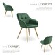 image 3 of Chair Marilyn - quilted velvet look, continuous backrest, golden steel legs - per piece Green | Dark Green/Gold