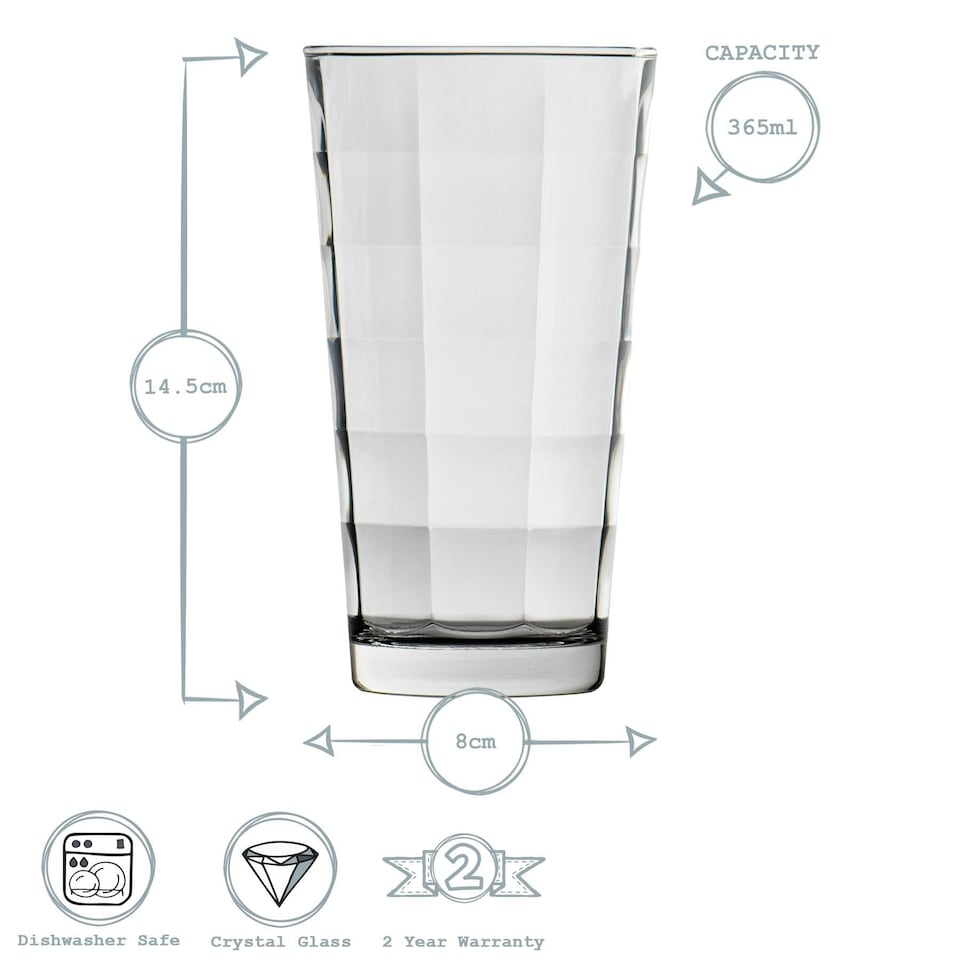 image 1 of Bormioli Rocco Cube Highball Glasses - 365ml - Pack of 6 Clear