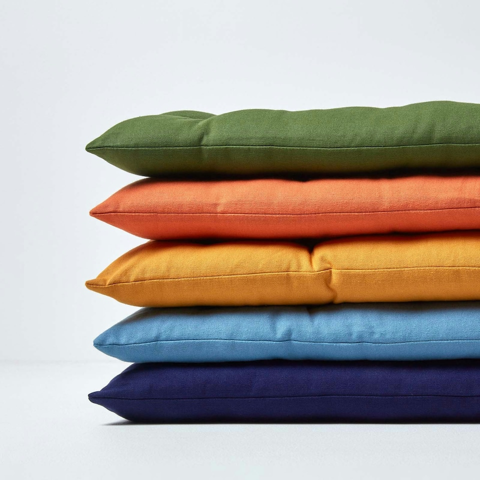image 1 of Homescapes Garden Bench Cushion Luxury 2 Seater 100% Cotton Indoor Outdoor, 108 x 42 cm Green