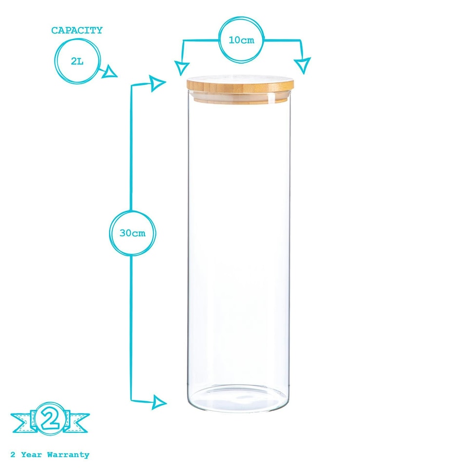 image 1 of Argon Tableware Scandi Glass Storage Jars with Wooden Lids - 2 Litre - Pack of 3