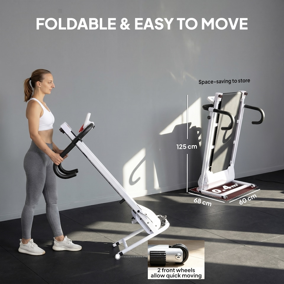 image 1 of HOMCOM 1-10Km/h Folding Treadmill Home Running Fitness Machine w/ Safety Stopper