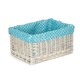 image 4 of Blue Spotty Lined Wicker Open Storage Basket Small | Blue | Blue