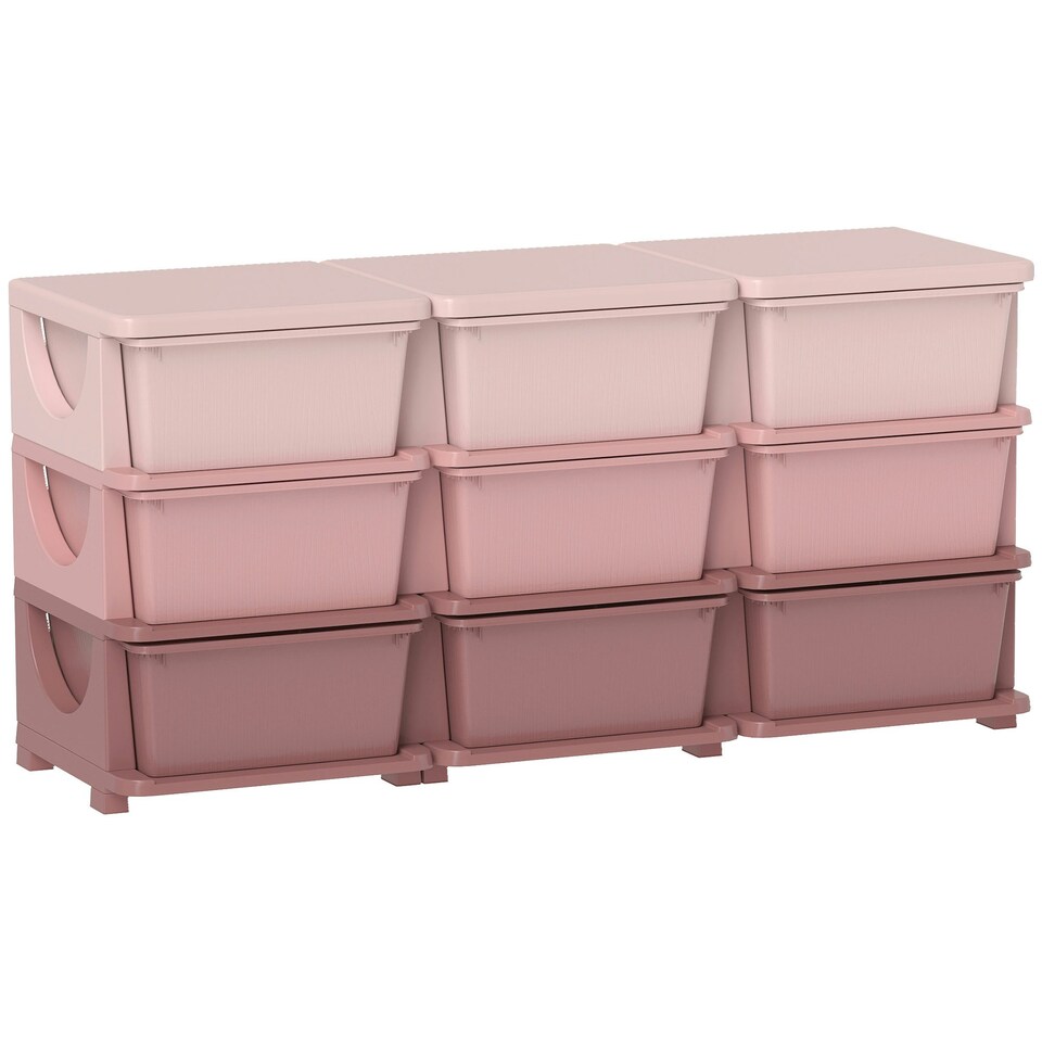 image 1 of HOMCOM Kids Storage Units with Drawers 3 Tier Chest Dresser Tower Blue | 37 x 37 x 76 cm