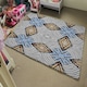 image 4 of Abstract geometric roughly hatched shapes colored with hand drawn brush stokes (Rug) Multi | Large: 140x200cm