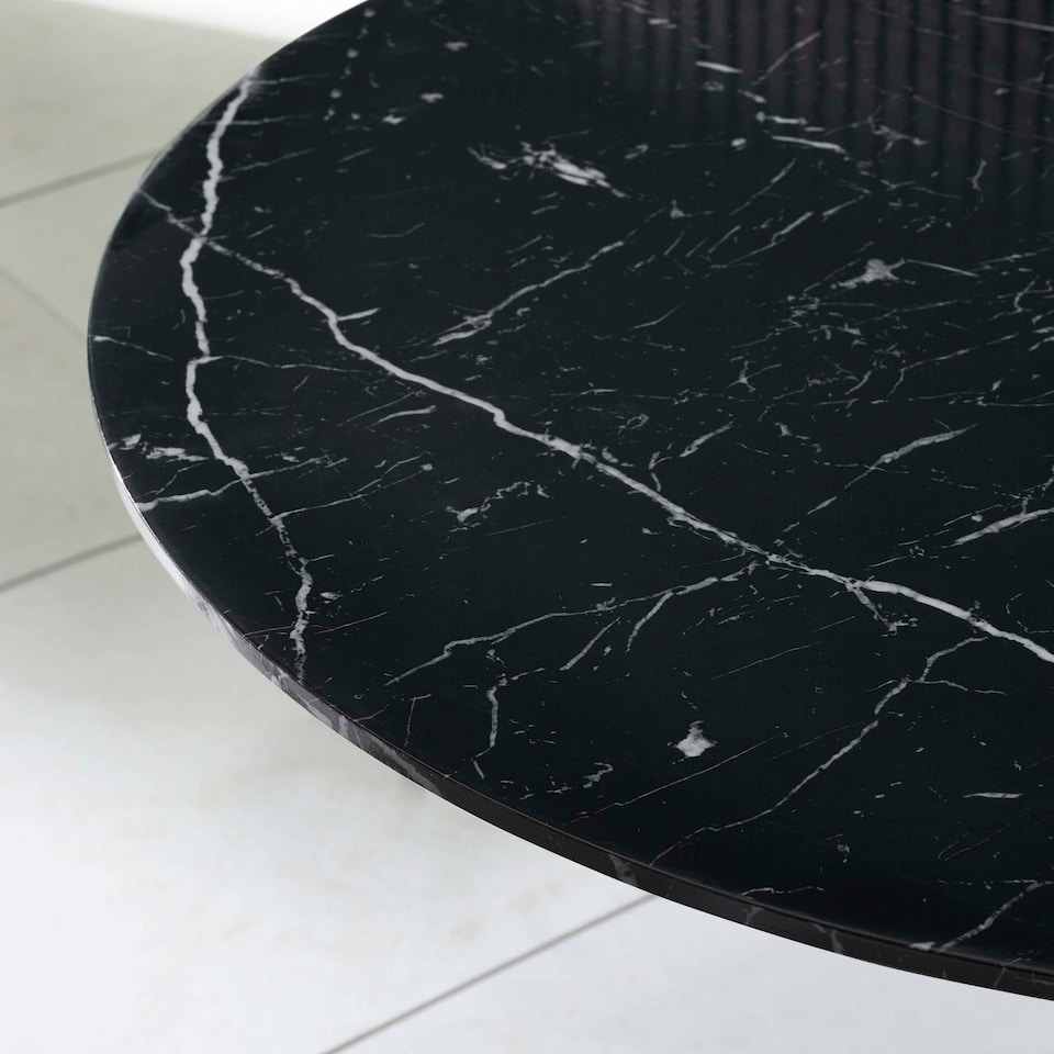 image 1 of Luca Round Pedestal 4 Seater Dining Table - Black Marble Effect
