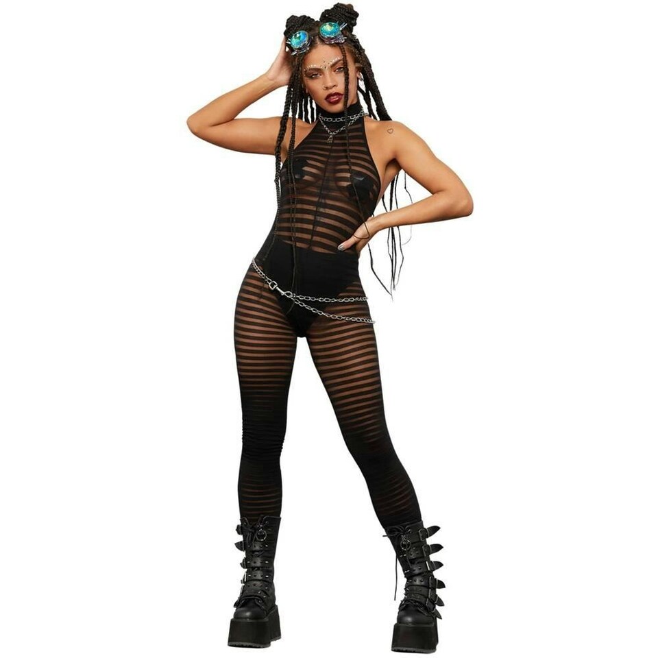 image 1 of Fever Womens/Ladies Striped Bodystocking - Black - One Size One Size