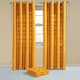 image 3 of Homescapes Cotton Rajput Ribbed Mustard Yellow Curtain Pair - 66 x 72" Yellow