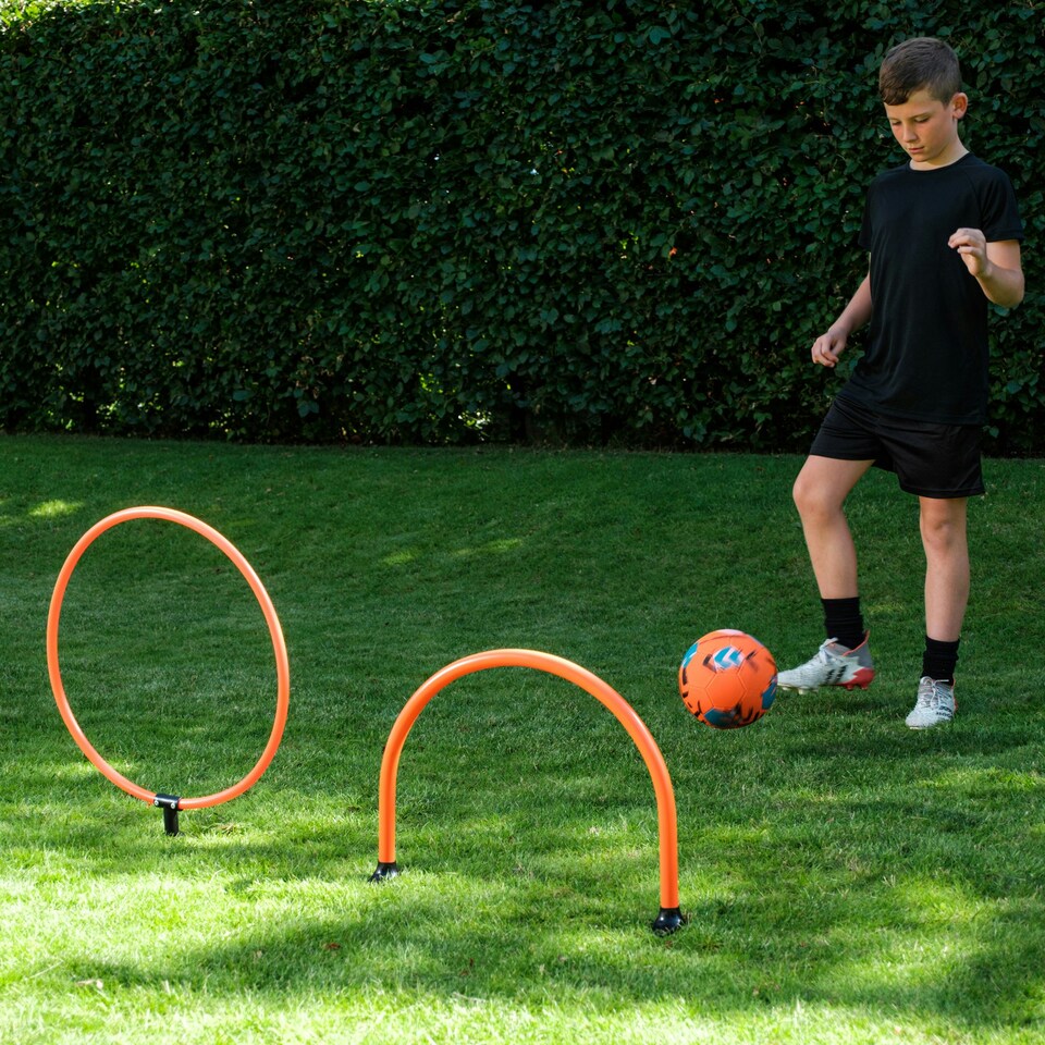 image 1 of Football Flick Urban Tekkers Pack 4-in-1 training equipment and game - Football Tic-Tac-Toe - Mini Football Goal- two passing hoops