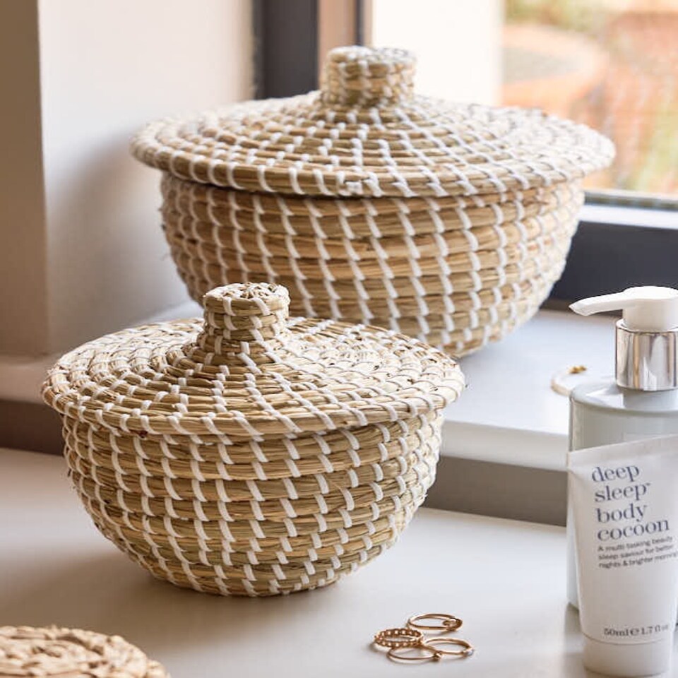 image 1 of Set of 2 Woven Seagrass Baskets N/A
