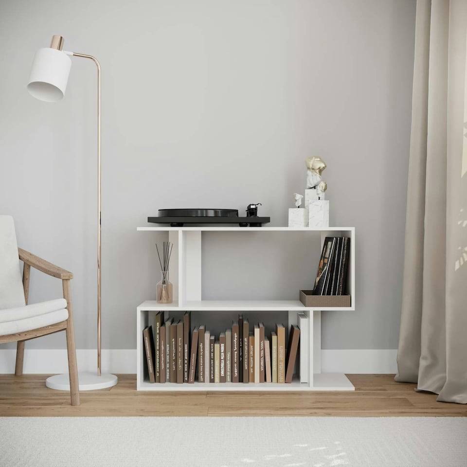 image 1 of 2-Tier Wooden Irregular Storage Unit - 80 cm Grey | Grey