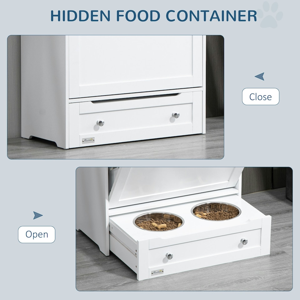 image 1 of PawHut Pet Feeder Station, Dog Cat Food Storage Feeding Station, Food Cabinet