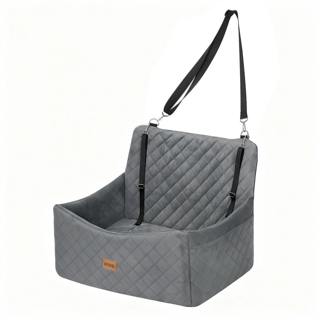 Skylos Dog Booster Car Seat Travel Carrier Bed Basket Pet up to 55lbs | Grey | Grey