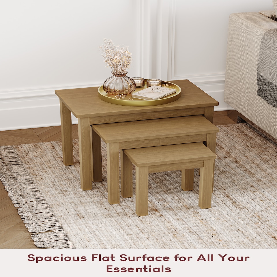 image 1 of Vida Designs Oakridge Set of 3 Nest of Tables Sofa Side End Table, Oak