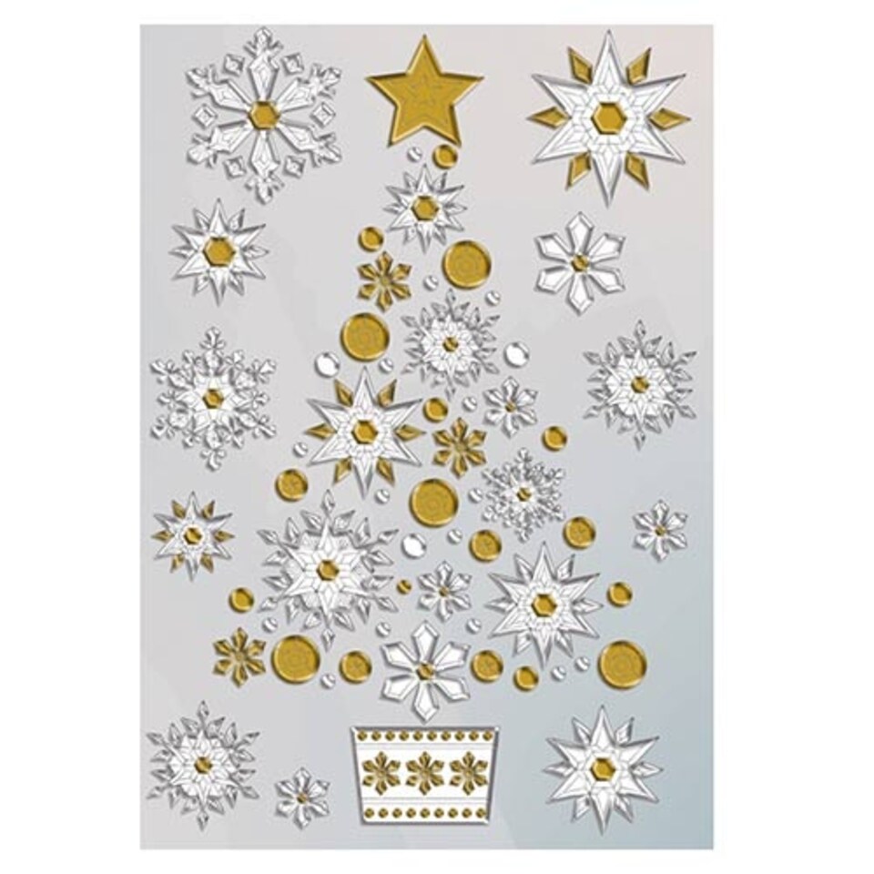 Gold & Silver Christmas Tree Crystal Decorative Stickers