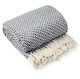 image 1 of Chevron Collection Recycled Cotton Throw in Navy (90" x 100") | Blue | Blue