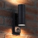 image 2 of Auraglow PIR Motion Sensor Up & Down Outdoor Wall Security Light - WARMINSTER - Black | Black | Black/Warm White