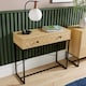 image 2 of Console Table 2 Drawers Aztec Design Oak Effect Metal Legs Hallway Storage Unit