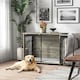 image 2 of PawHut Dog Crate Furniture End Table w/ Cushion for Large Dogs