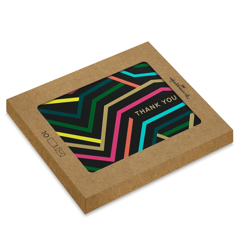 image 1 of Hallmark Pack Of 10 Thank You Cards - Neon Graphics Design