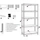 image 6 of Home Vida 5 Tier Large Heavy Duty Adjustable Steel Garage Shelving, Red - Holds 875kg - (Set of 2) | Red | Red | Large