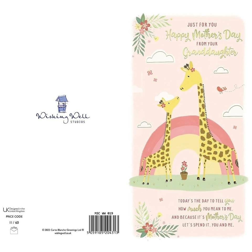 image 1 of Giraffe Design with Floral Accents From Granddaughter Mother's Day Card