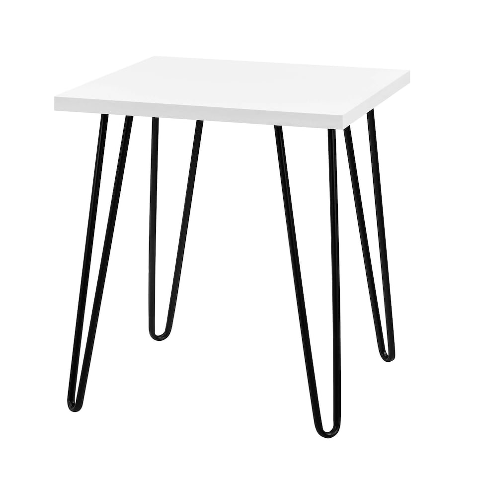 image 1 of Owen Retro End Table in White / Black Legs White | White
