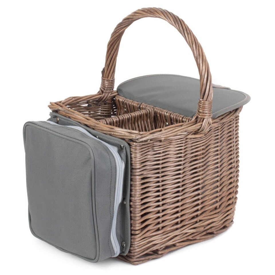 image 1 of 2 Bottle Beach Wicker Picnic Basket Hamper