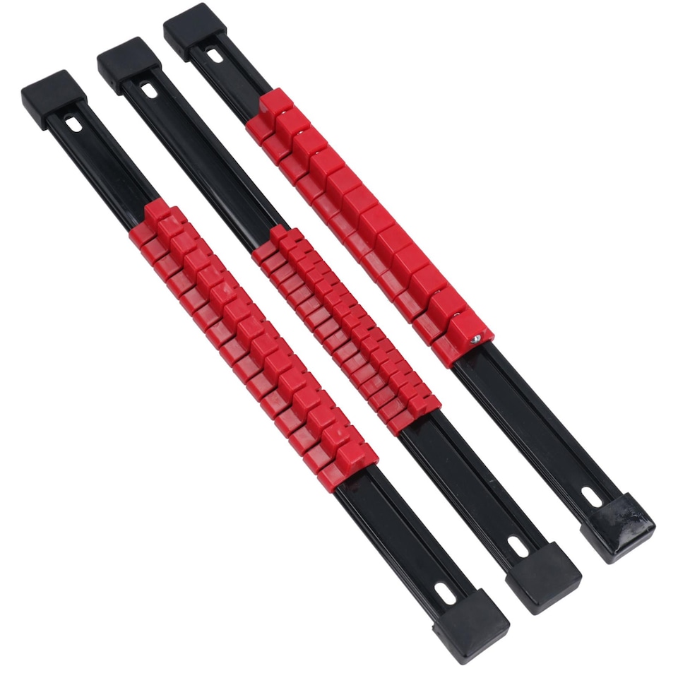image 1 of Socket Storage Rails Plastic Holder Organiser Rails 1/4in 3/8in + 1/2in 6pc Set