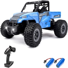 Blue 2.4GHz 4WD Remote Control Off-Road RC Car with LED Lights – High-Speed Drift Car, Rechargeable All-Terrain Monster Truck Toy