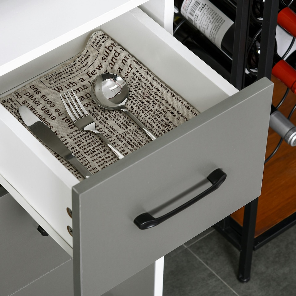 image 1 of HOMCOM Modern Kitchen Cupboard Storage Organiser Microwave Cabinet Grey
