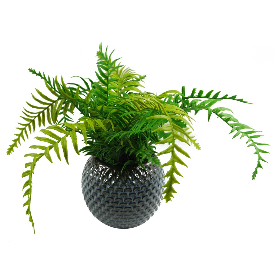 image 1 of Ceramic Plant Pot Planter Blue Crisscross 14 x 14 x 12.5cm by Leaf Design Botanik