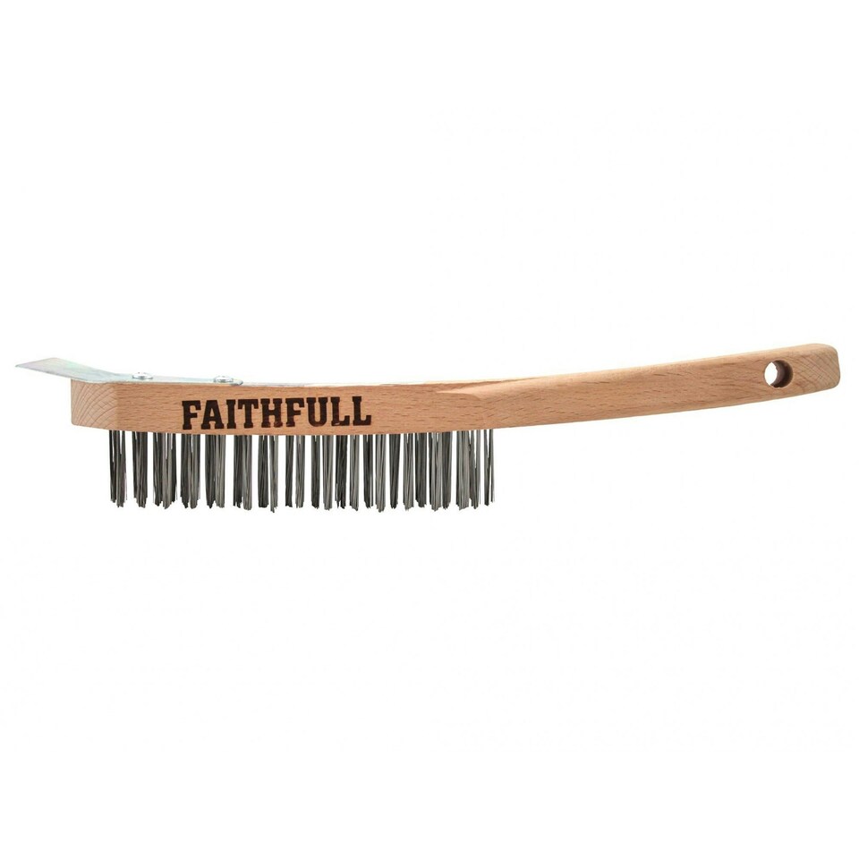 Faithfull Lightweight Scratch Brush With Scraper, Four Row - Multi Colour - Four Row Multi