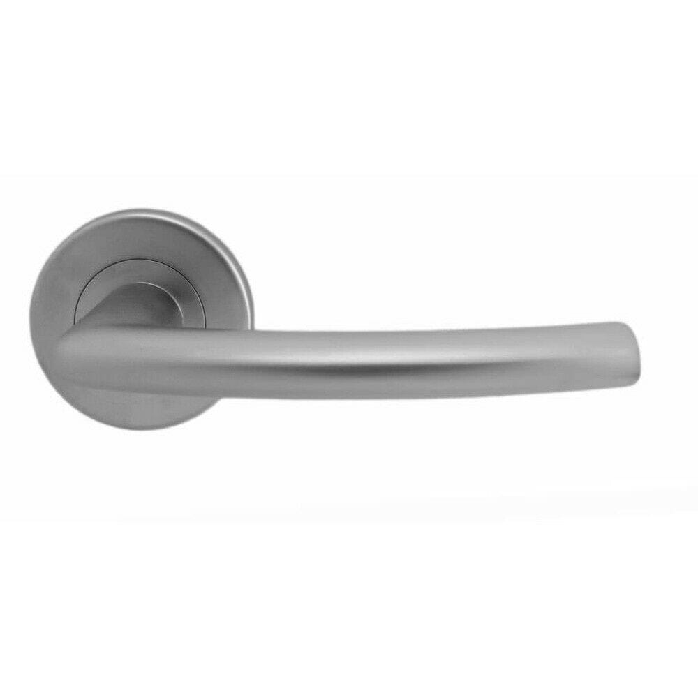 Loops PAIR Oval Shaped Curved Bar Handle Concealed Fix Round Rose Satin Chrome