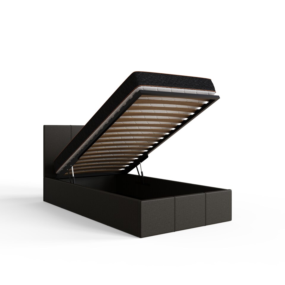 image 1 of End Lift Ottoman Storage Bed Single Grey | Grey | Grey