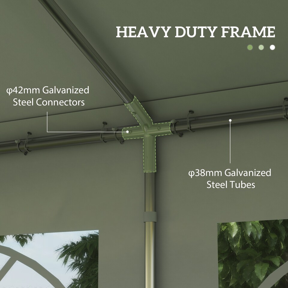 image 1 of Outsunny 6m Garden Gazebo Portable Carport Shelter w/ Removable Sidewalls&Doors