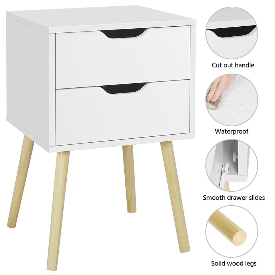 image 1 of Yaheetech Set of 2 End Tables with Pine Wood Legs White