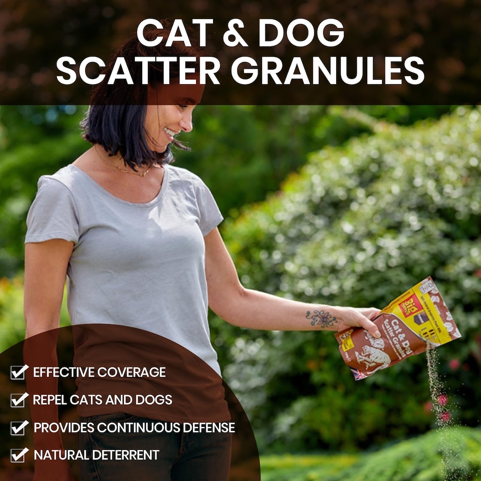 image 1 of Cat and Dog Scatter Granules 750g Natural Plant Oil Garden Pet Repellent for Digging Scratching Fouling Outdoor Patio