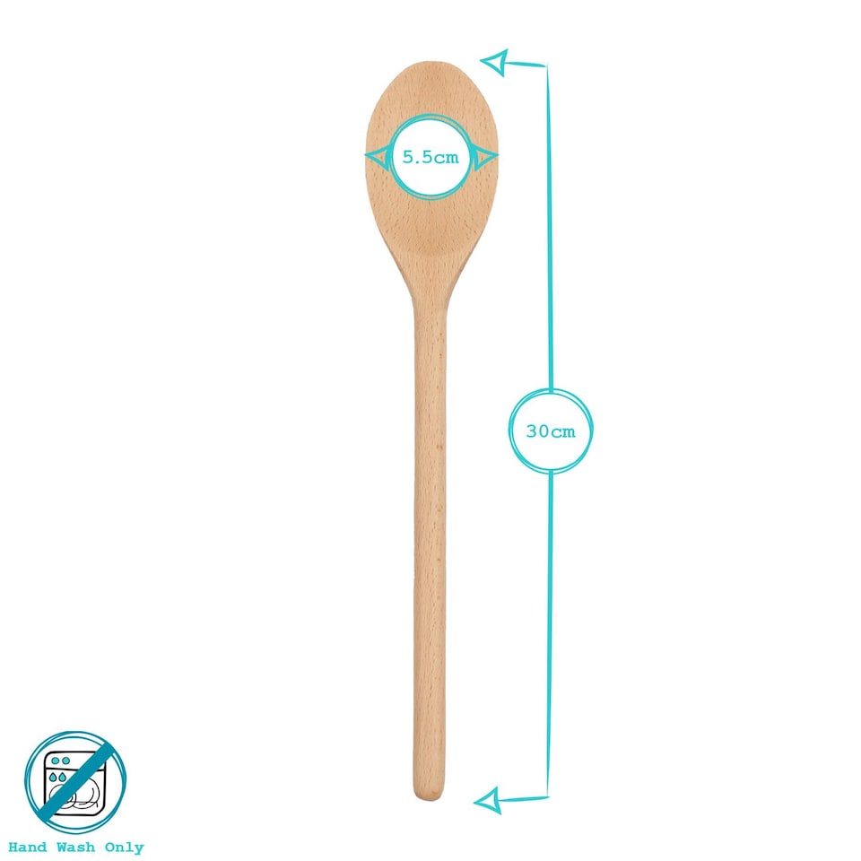 image 1 of Argon Tableware Wooden Heart Cooking Spoons - 30cm - Pack of 6