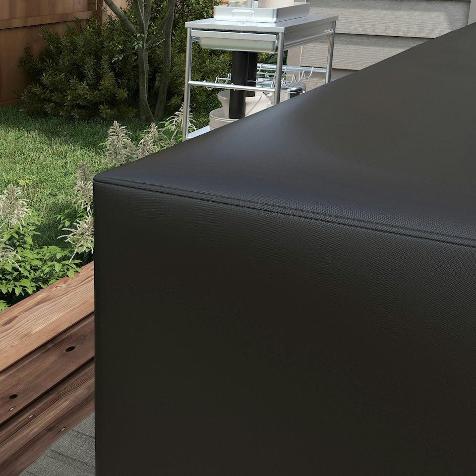 image 1 of Outsunny L-Shaped Rattan Corner Sofa Cover Waterproof Oxford Fabric 250x250x79cm Black